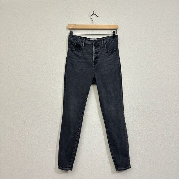 EVERLANE The High Rise Skinny Jeans Button-Fly in Washed Black - Picture 1 of 14